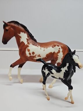 VINTAGE Breyer Horse Ginger Pinto Mare and Andalusian Foal Set 62004 2005